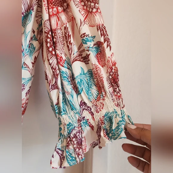 NWT Tugboat Anthropologie Floral Print Tie-Front Blouse - Picture 3 of 5